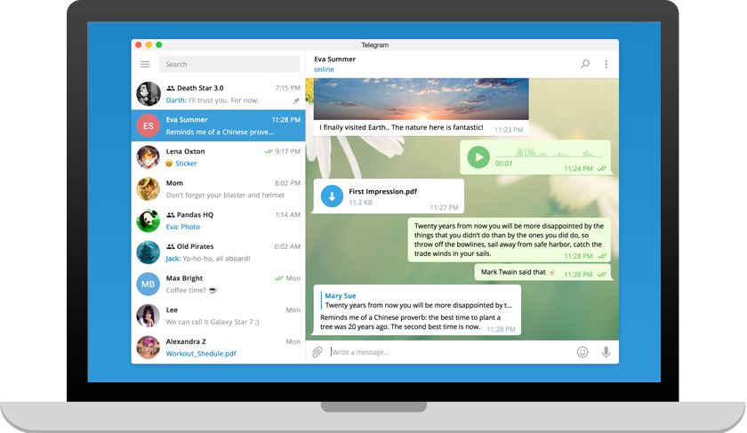 Telegram 聊天界面预览